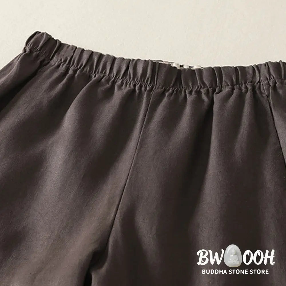 Buddha Stones Daily Plain Simple Design Cotton Linen Women’s Pants With Pockets - Women’s Pants