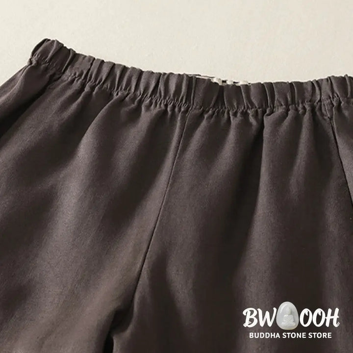 Buddha Stones Daily Plain Simple Design Cotton Linen Women’s Pants With Pockets - Women’s Pants