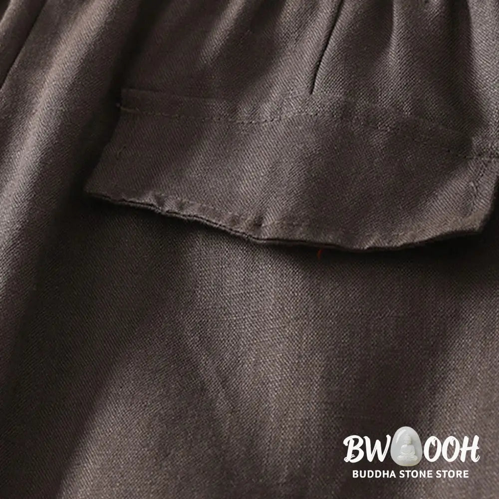 Buddha Stones Daily Plain Simple Design Cotton Linen Women’s Pants With Pockets - Women’s Pants