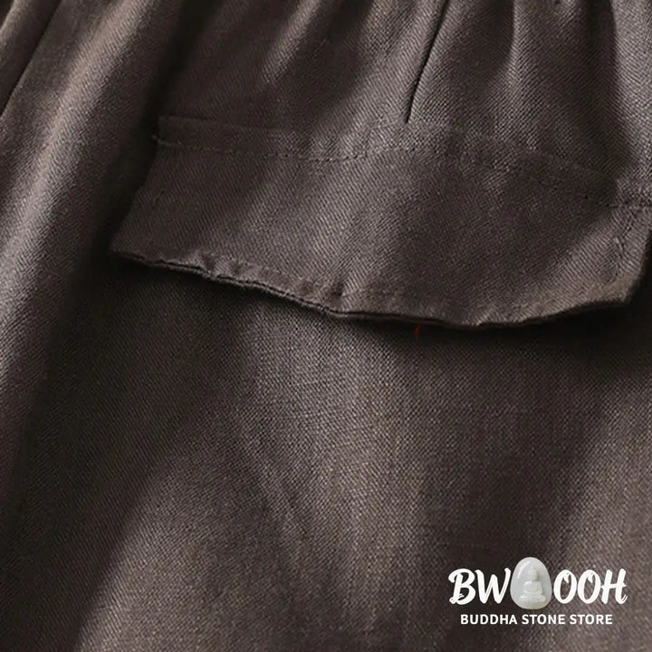 Buddha Stones Daily Plain Simple Design Cotton Linen Women’s Pants With Pockets - Women’s Pants