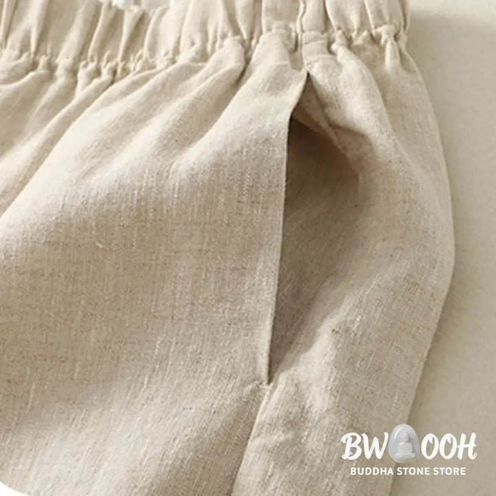 Buddha Stones Daily Plain Simple Design Cotton Linen Women’s Pants With Pockets - Women’s Pants