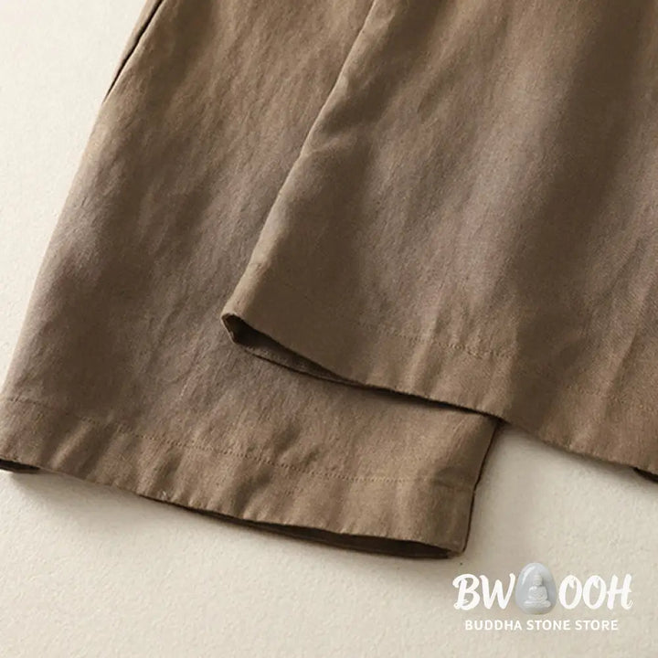 Buddha Stones Daily Plain Simple Design Cotton Linen Women’s Pants With Pockets - Women’s Pants