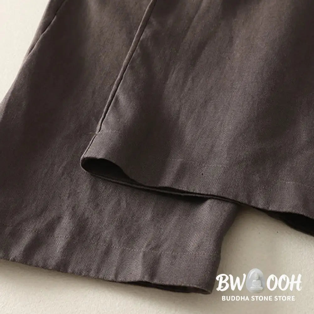 Buddha Stones Daily Plain Simple Design Cotton Linen Women’s Pants With Pockets - Women’s Pants