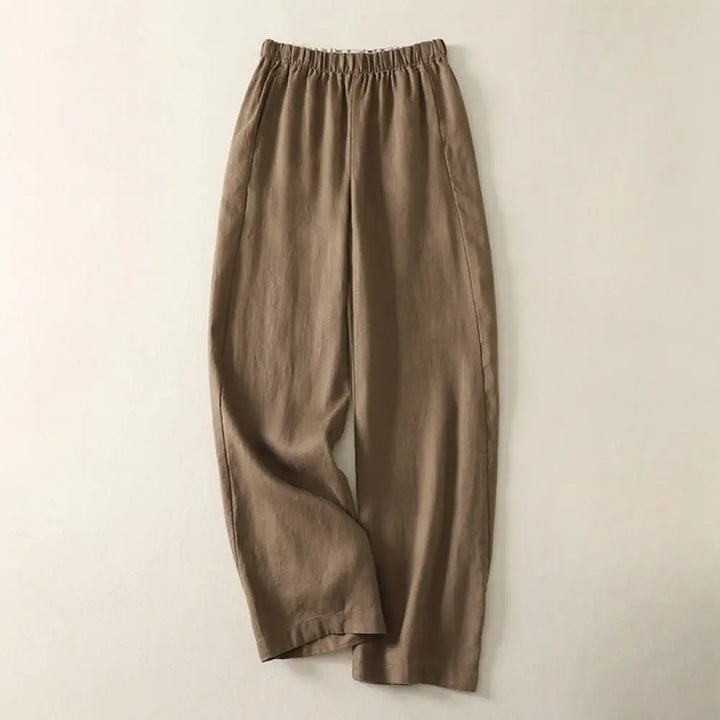 Buddha Stones Daily Plain Simple Design Cotton Linen Women’s Pants With Pockets - Peru / US4，UK/AU8，EU36 (L) - Women’s