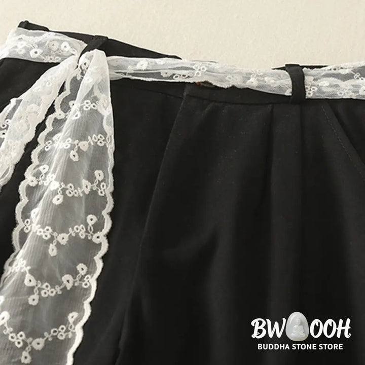 BWOOOH printed wide-leg yoga pants - Daily Solid Color Lace Belt Women&