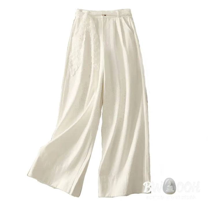 BWOOOH printed wide-leg yoga pants - Daily Solid Color Lace Belt Women&
