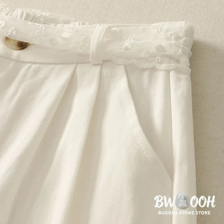 BWOOOH printed wide-leg yoga pants - Daily Solid Color Lace Belt Women&
