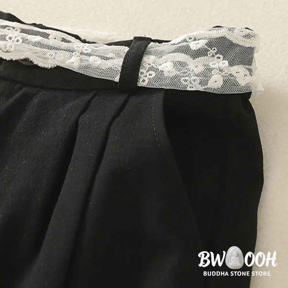 BWOOOH printed wide-leg yoga pants - Daily Solid Color Lace Belt Women&