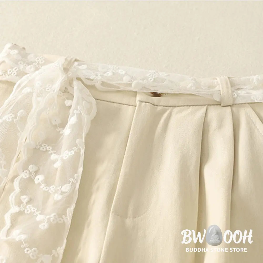 BWOOOH printed wide-leg yoga pants - Daily Solid Color Lace Belt Women's Wide
