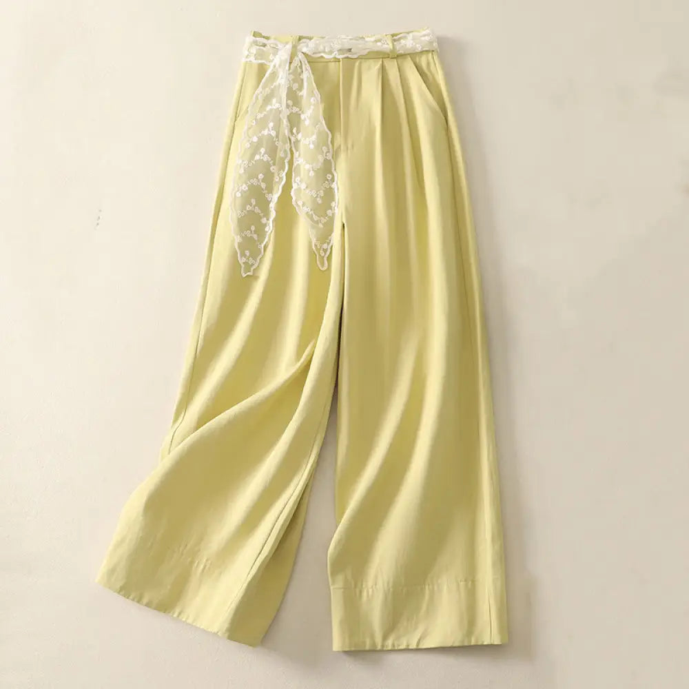 BWOOOH printed wide-leg yoga pants - Daily Solid Color Lace Belt Women&
