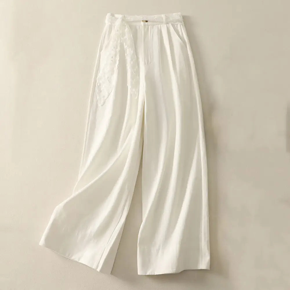 BWOOOH printed wide-leg yoga pants - Daily Solid Color Lace Belt Women&
