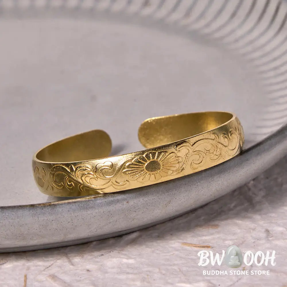 Buddha Stones Daisy Flower Vine Copper Brass Luck Self Care Cuff Bracelet Bangle - BWOOOH - Bracelet Bangle