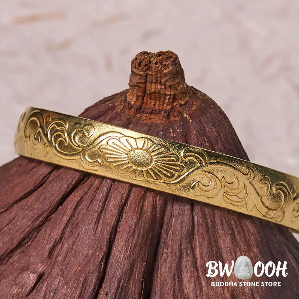 Buddha Stones Daisy Flower Vine Copper Brass Luck Self Care Cuff Bracelet Bangle - BWOOOH - Bracelet Bangle