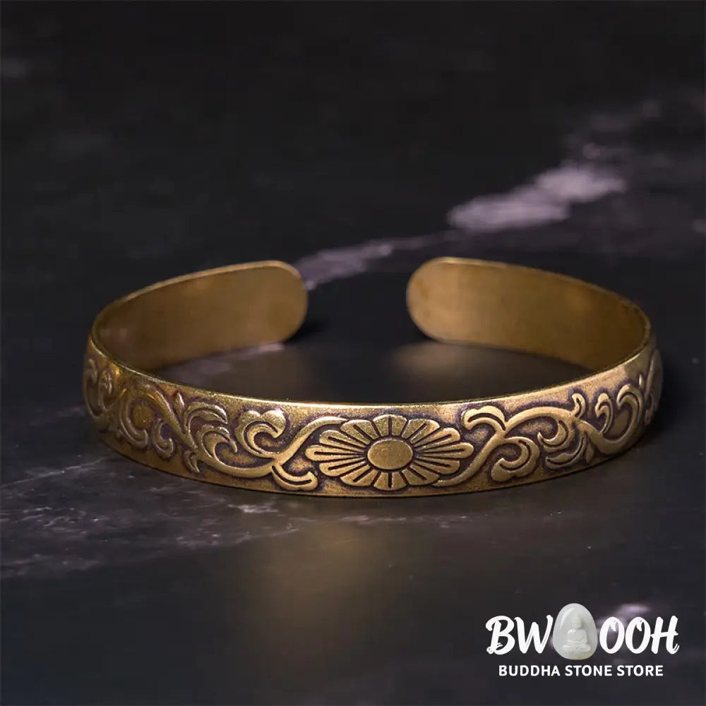 Buddha Stones Daisy Flower Vine Copper Brass Luck Self Care Cuff Bracelet Bangle - BWOOOH - Bracelet Bangle
