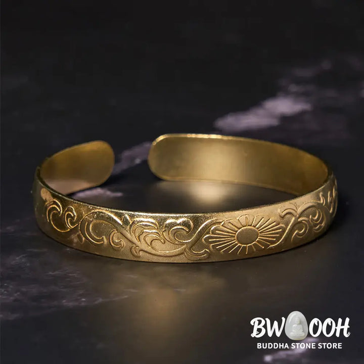 Buddha Stones Daisy Flower Vine Copper Brass Luck Self Care Cuff Bracelet Bangle - BWOOOH - Bracelet Bangle