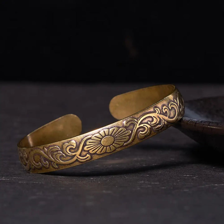 BWOOOH Daisy Flower Vine Copper Brass Luck Self Care Cuff Bracelet Bangle - BWOOOH - Vintage(Wrist