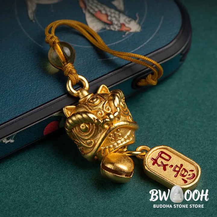 Buddha Stones Dancing Lion Auspicious Ruyi Safe Peace Rich Copper Wealth Phone Hanging Decoration - Phone Hanging
