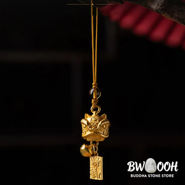 Buddha Stones Dancing Lion Auspicious Ruyi Safe Peace Rich Copper Wealth Phone Hanging Decoration - Phone Hanging
