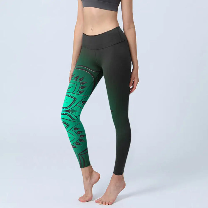 BWOOOH mandala print yoga leggings - Dark-Colored Mandala Pattern Gym Legging