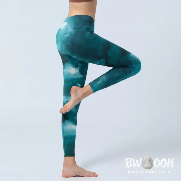 BWOOOH printed yoga leggings - Dark Green Cloud Gym Leggings Women&