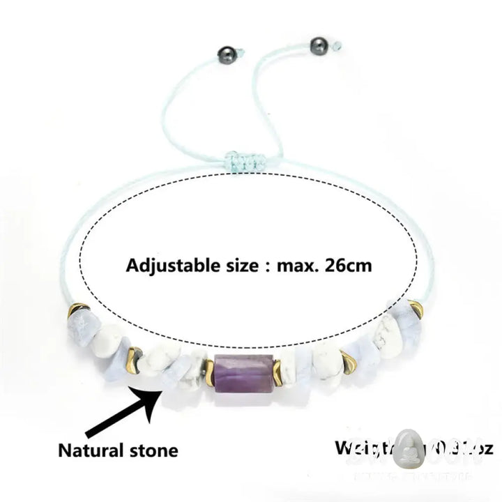 Buddha Stones De-Stress Amethyst Blue Lace Agate Howlite Healing Bracelet - BWOOOH - De-Stress(Wrist Circumference
