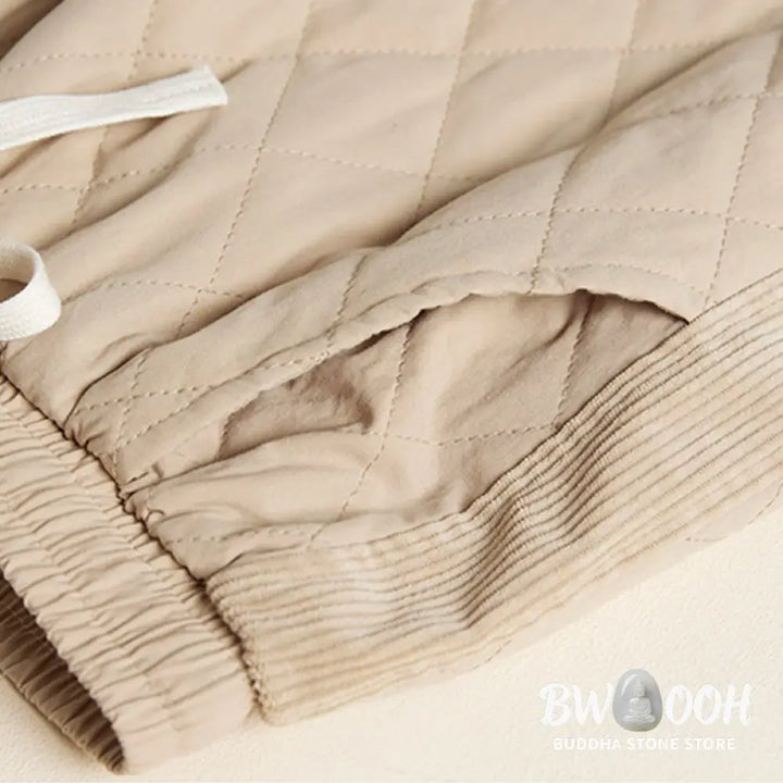 Buddha Stones Diamond Quilted Design Thermal Women’s Harem Pants With Pockets - Women’s Harem Pants