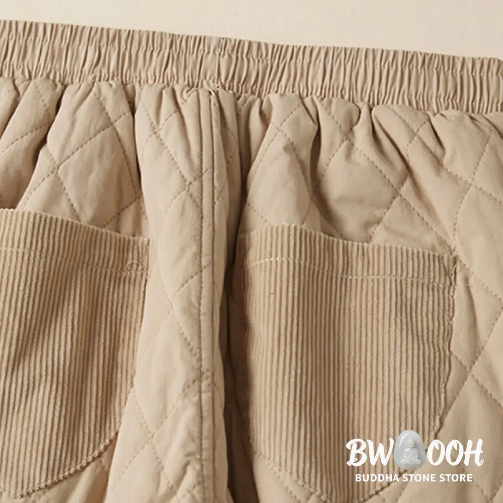 Buddha Stones Diamond Quilted Design Thermal Women’s Harem Pants With Pockets - Women’s Harem Pants