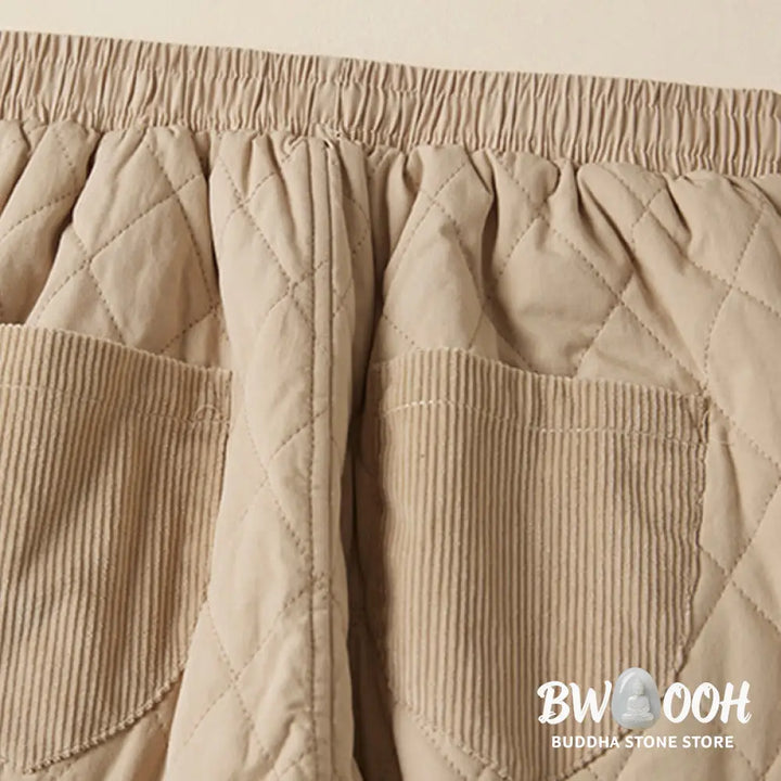 Buddha Stones Diamond Quilted Design Thermal Women’s Harem Pants With Pockets - Women’s Harem Pants
