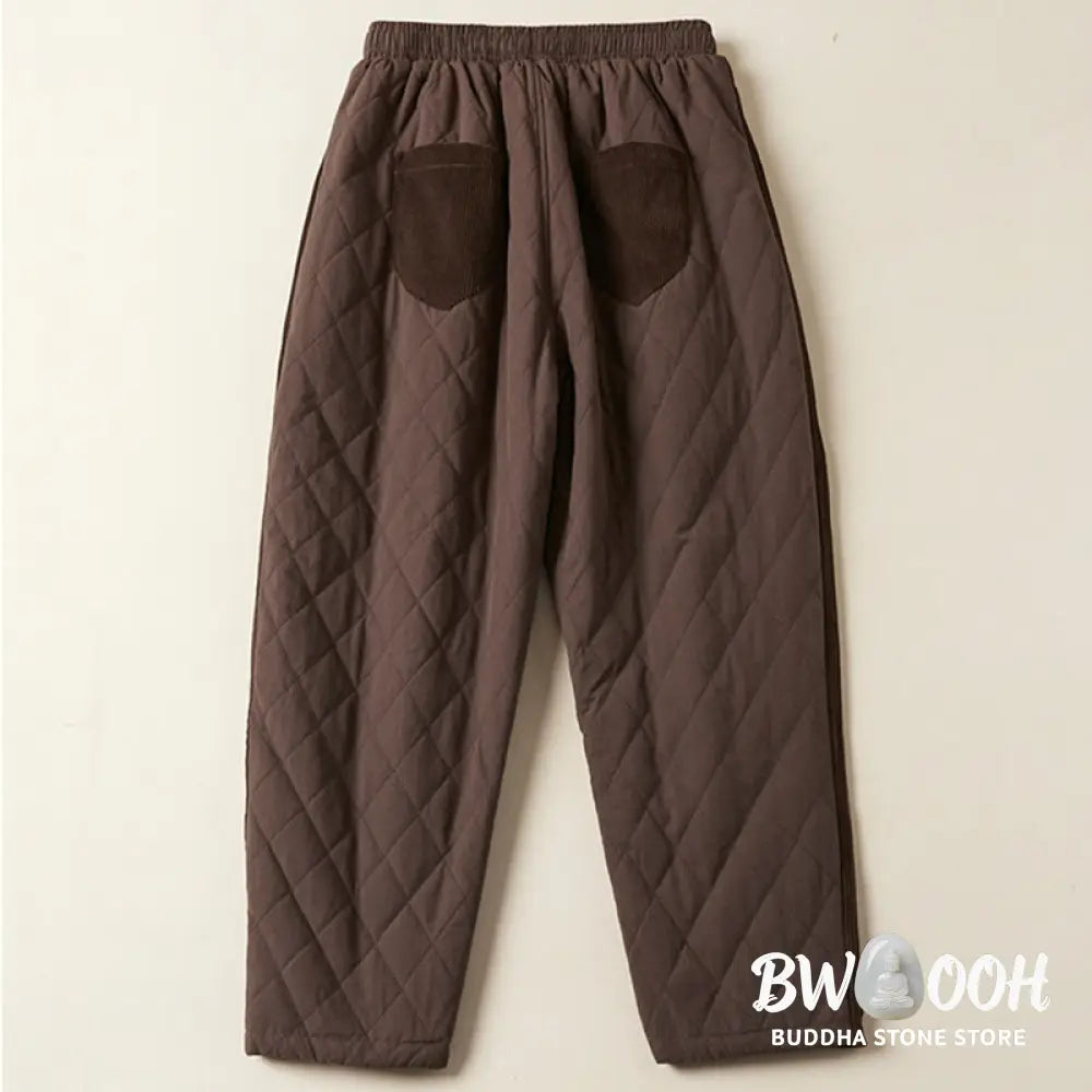 Buddha Stones Diamond Quilted Design Thermal Women’s Harem Pants With Pockets - Women’s Harem Pants