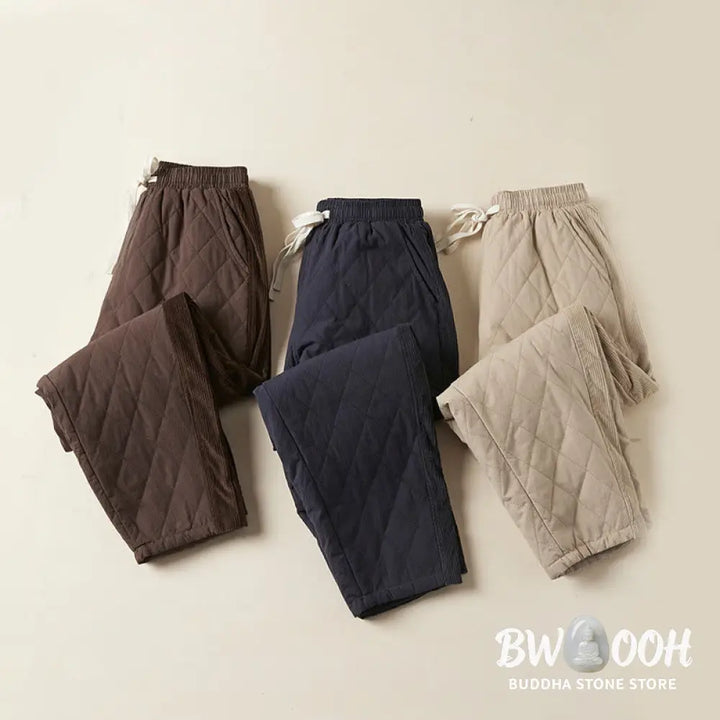 Buddha Stones Diamond Quilted Design Thermal Women’s Harem Pants With Pockets - Women’s Harem Pants