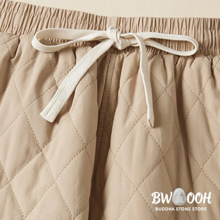 Buddha Stones Diamond Quilted Design Thermal Women’s Harem Pants With Pockets - Women’s Harem Pants