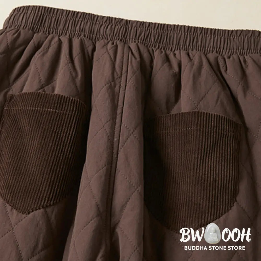 Buddha Stones Diamond Quilted Design Thermal Women’s Harem Pants With Pockets - Women’s Harem Pants
