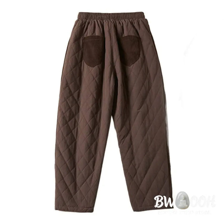 Buddha Stones Diamond Quilted Design Thermal Women’s Harem Pants With Pockets - Women’s Harem Pants