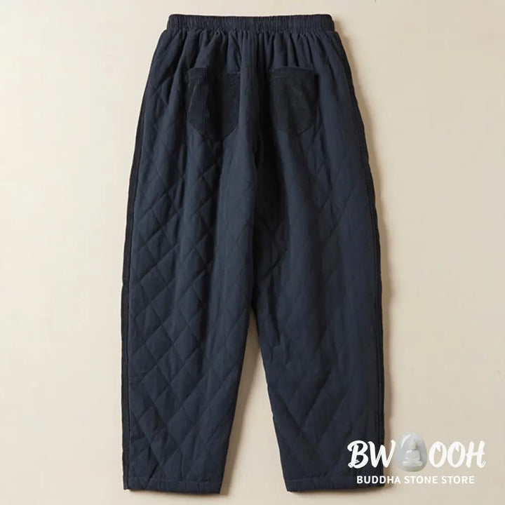 Buddha Stones Diamond Quilted Design Thermal Women’s Harem Pants With Pockets - Women’s Harem Pants