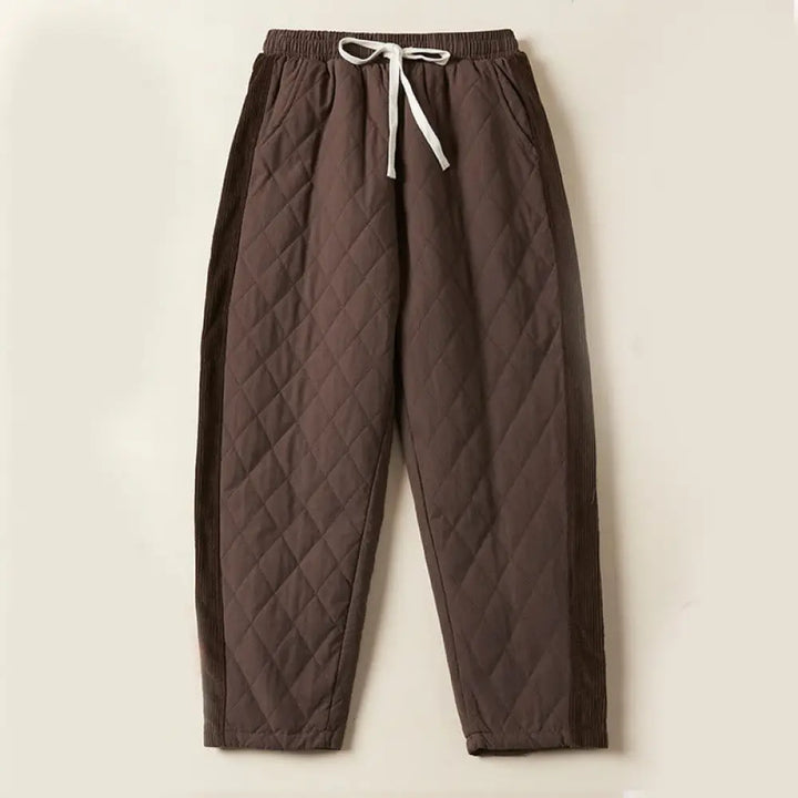 Buddha Stones Diamond Quilted Design Thermal Women’s Harem Pants With Pockets - SaddleBrown / US4，UK/AU8，EU36 (L)