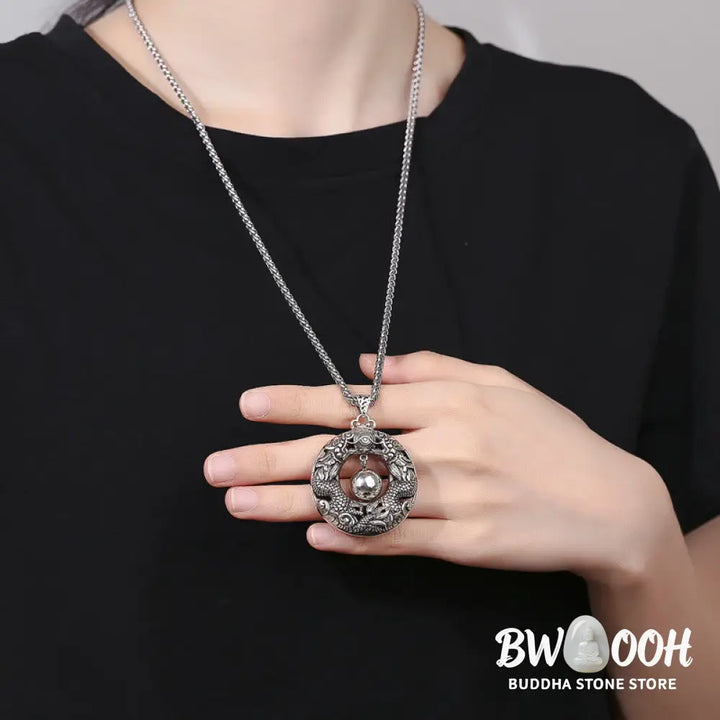 Buddha Stones Double Dragon Playing Bead Copper Protection Necklace Pendant - BWOOOH - Dragon(Protection♥Success)
