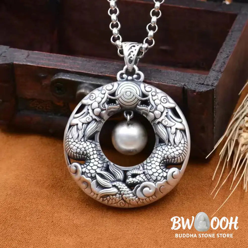 Buddha Stones Double Dragon Playing Bead Copper Protection Necklace Pendant - BWOOOH - Dragon(Protection♥Success)