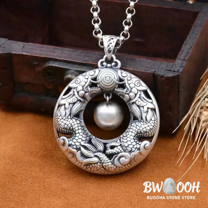 Buddha Stones Double Dragon Playing Bead Copper Protection Necklace Pendant - BWOOOH - Dragon(Protection♥Success)