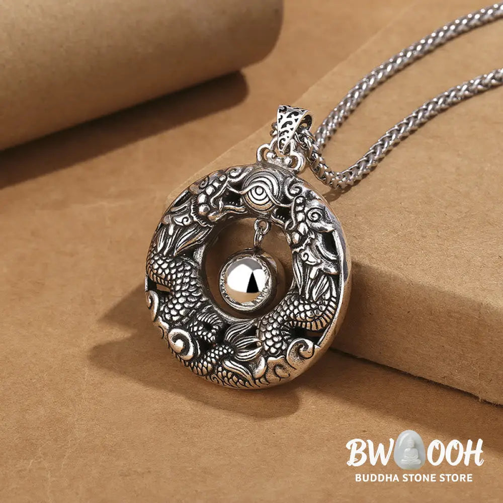 Buddha Stones Double Dragon Playing Bead Copper Protection Necklace Pendant - BWOOOH - Dragon(Protection♥Success)