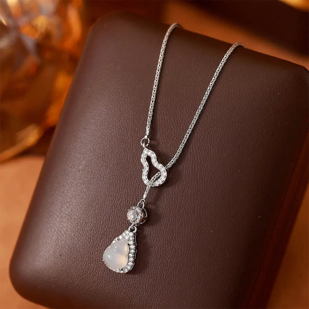 Buddha Stones Double Gourd Chalcedony Copper Positive Necklace Pendant - BWOOOH - Chalcedony(Positive ♥ Harmony)
