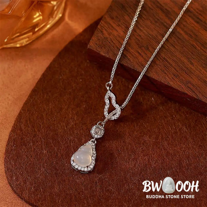 Buddha Stones Double Gourd Chalcedony Copper Positive Necklace Pendant - BWOOOH - Chalcedony(Positive ♥ Harmony)