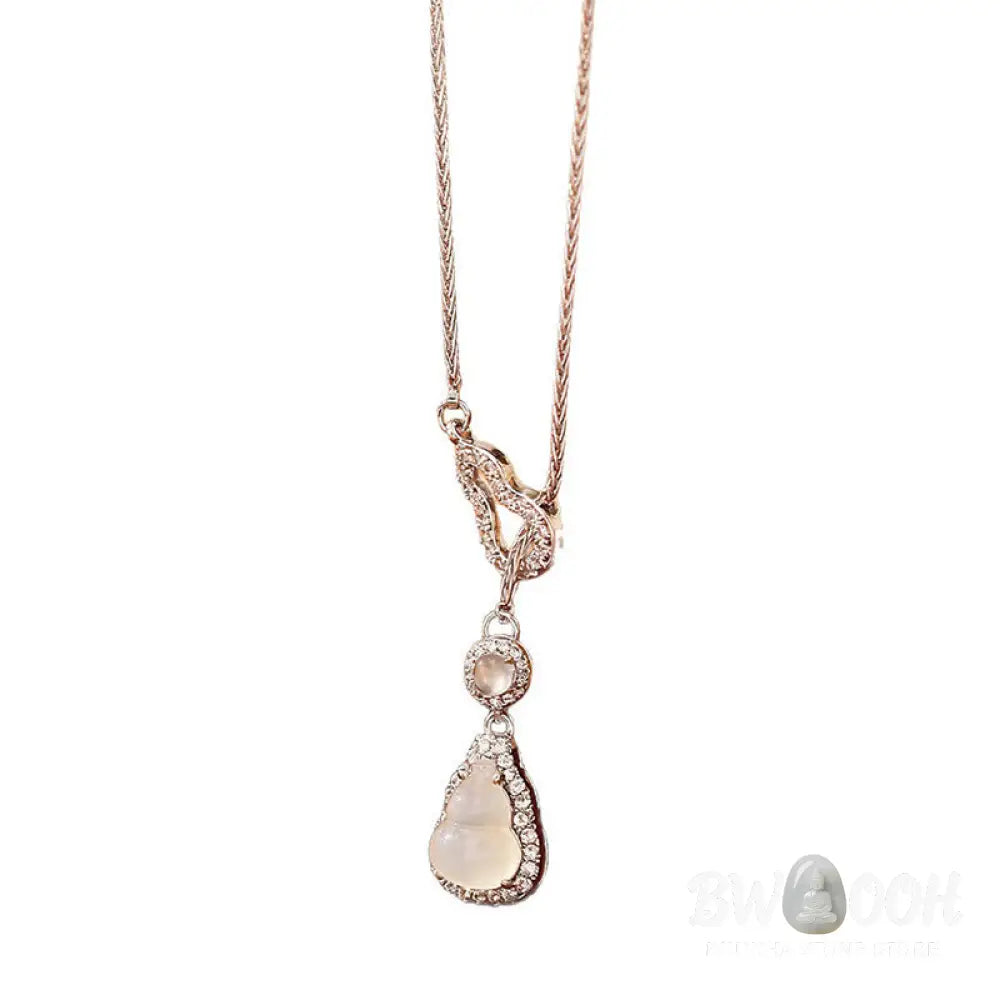 Buddha Stones Double Gourd Chalcedony Copper Positive Necklace Pendant - BWOOOH - Chalcedony(Positive ♥ Harmony)