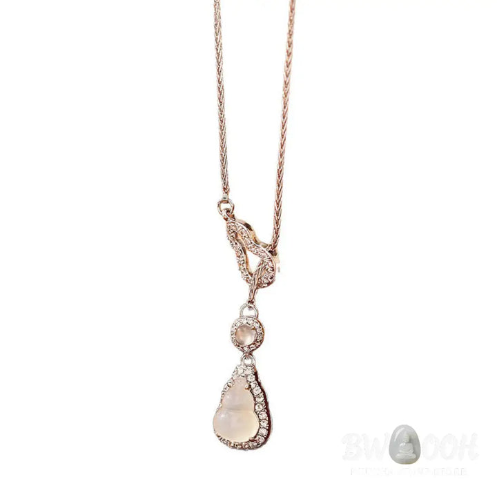 Buddha Stones Double Gourd Chalcedony Copper Positive Necklace Pendant - BWOOOH - Chalcedony(Positive ♥ Harmony)