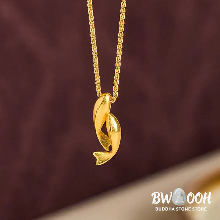 Buddha Stones Double Koi Fish 24k Gold Plated Brass Chain Wealth Necklace Pendant - BWOOOH - Double Koi Fish(Pendant