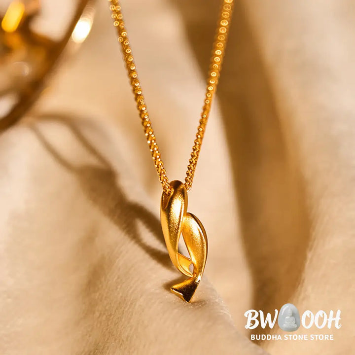 Buddha Stones Double Koi Fish 24k Gold Plated Brass Chain Wealth Necklace Pendant - BWOOOH - Double Koi Fish(Pendant