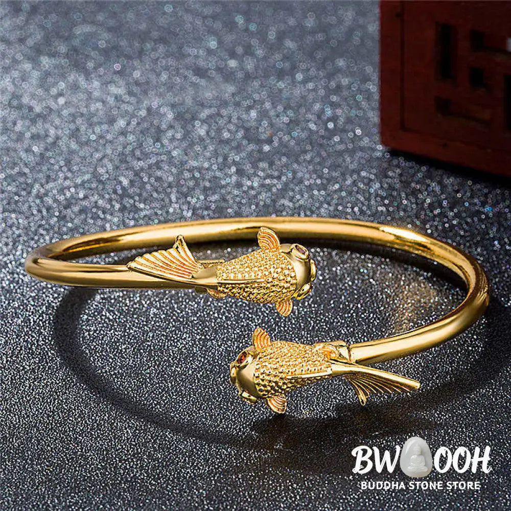 Buddha Stones Double Koi Fish Copper Prosperity Wealth Bracelet - BWOOOH - Koi Fish (Luck ♥ Prosperity) - Bracelet