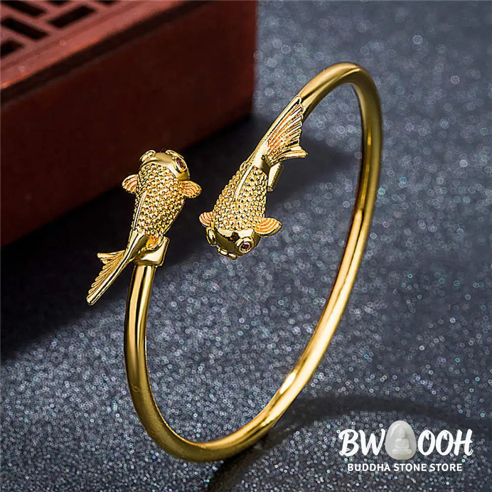 Buddha Stones Double Koi Fish Copper Prosperity Wealth Bracelet - BWOOOH - Koi Fish (Luck ♥ Prosperity) - Bracelet
