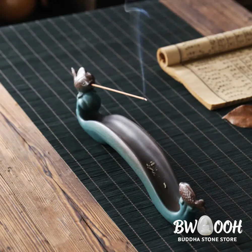 BWOOOH ceramic incense burner - Double Koi Fish Mountain Healing Ce