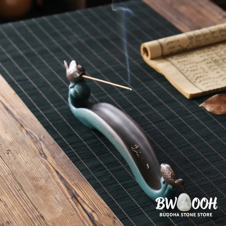 BWOOOH ceramic incense burner - Double Koi Fish Mountain Healing Ce