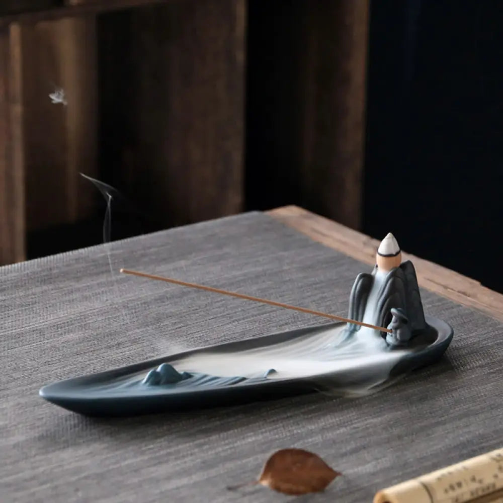 BWOOOH ceramic incense burner - Double Koi Fish Mountain Healing Ce